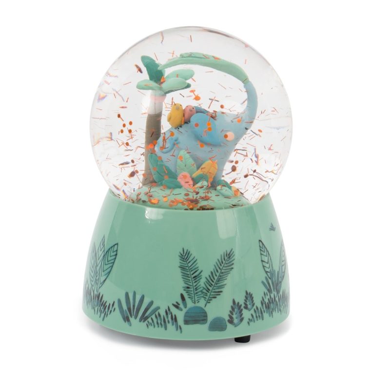 moulin roty musical snow globe elephant green 1